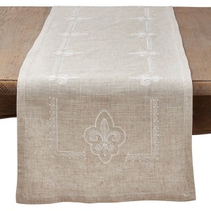 Saro Lifestyle Embroidered Fleur-de-Lis Design Runner - 1 of 3