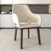 Leather Dining Chair with Rubberwood Base and Padded Seat and Back Vivara Collection - 2 of 4