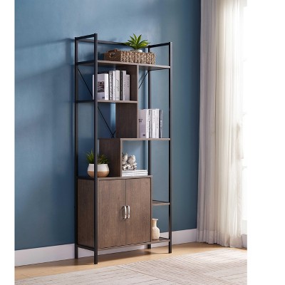CAVINAS Bookcases for Living Room Modern Storage Cabinet Bookcase with 4 Open Shelves and Door Cabinet for Office
