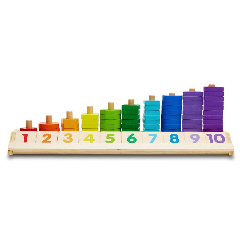 Melissa &#38; Doug Counting Shape Stacker - Wooden Educational Toy With 55 Shapes and 10 Number Tiles, 1 of 13