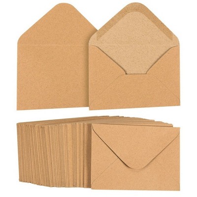 Juvale 100-Pack A1 Brown Kraft Paper Envelopes 5 x 3 Gummed Seal V-Flap for Invitation Greeting Cards