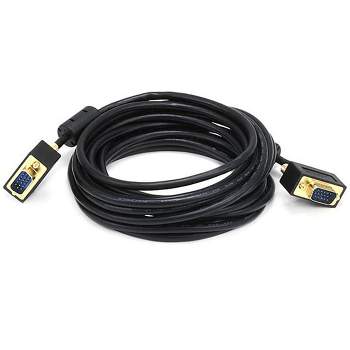 Monoprice Ultra Slim SVGA Super VGA Male to Male Monitor Cable - 15 Feet With Ferrites | 30/32AWG, Gold Plated Connector