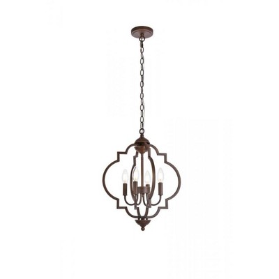 Elegant Lighting Sandara 4 lights pendant in weathered oak