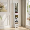 VECELO Tall Narrow Corner Bookcase, Enclosed Free-Standing Storage Cabinet with Open Shelves and Dust-Free Organization, White - 4 of 4