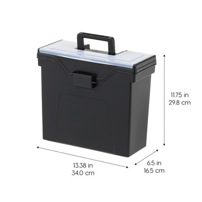 Black Portable Slim File Organizer Box with Buckle Closure, 4 Pack