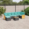 vidaXL 8 Piece Patio Sofa Set with Cushions Black Poly Rattan - 2 of 4