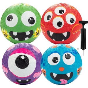 Gaga Ball Xtreme 4 Pack - 5 Inch Monster Playground Balls w Air Pump - Durable Rubber Balls for Kickball, Dodge Ball, Handball, Four Square, Camp, - 1 of 4