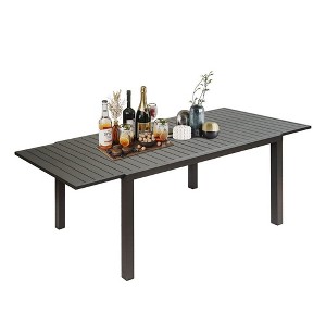 Osparple Expandable  Outdoor Dining Table,Rectangular  Patio Table with Black Frame and Height Adjustable Legs for 6 Person - 1 of 4