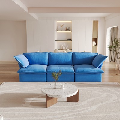 123.9" Cloud Modular Sectional Sofa, Modern Comfy Couch Filled with Down,Wide Deep Seat Couches for Living Room Apartment Lounge Bedroom