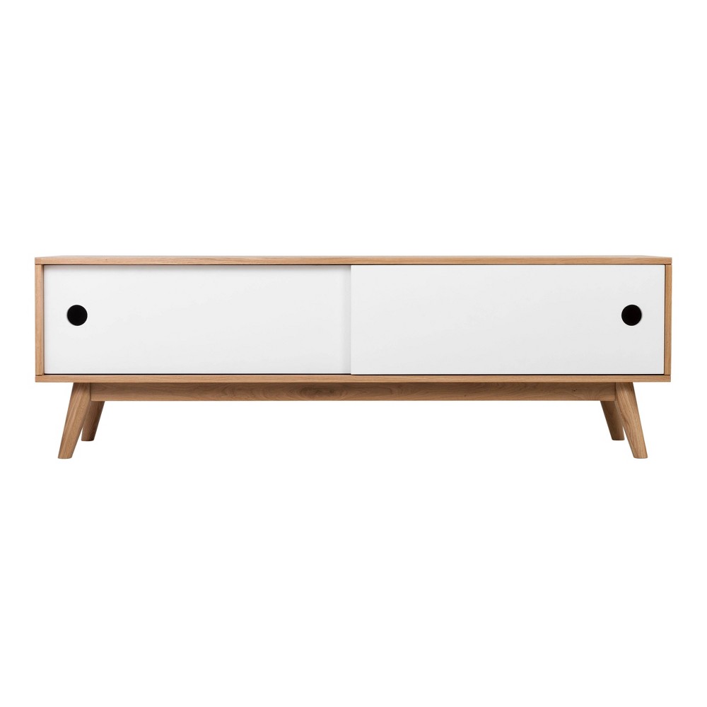 Photos - Coffee Table Abacus Storage TV Stand for TVs up to 67" Oak/White - Universal Expert