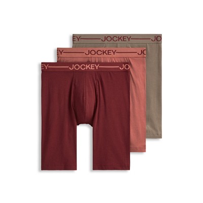 Jockey Men's Organic Cotton Stretch 9.5" Long Leg Boxer Brief - 3 Pack