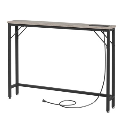 Slim Console Table with Built-in Outlets, Narrow Console Table for Small Spaces, Behind Your Couch or in Tight Areas