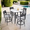 UNISOAR Modern 5PC Outdoor Patio Bar Set, Rounded Square Sintered Stone Table & 4 Swivel Bar Chairs, Non-Rust Aluminum Frame,Ember Black - 2 of 4