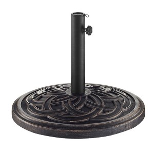 Carden Round Weave Umbrella Stand Antique Bronze - Saracina Home: Outdoor Holder, Rust-Resistant, Locking Peg - 1 of 4