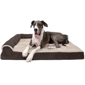 FurHaven Two-Tone Faux Fur & Suede Deluxe Chaise Lounge Orthopedic Sofa Dog Bed - 1 of 3