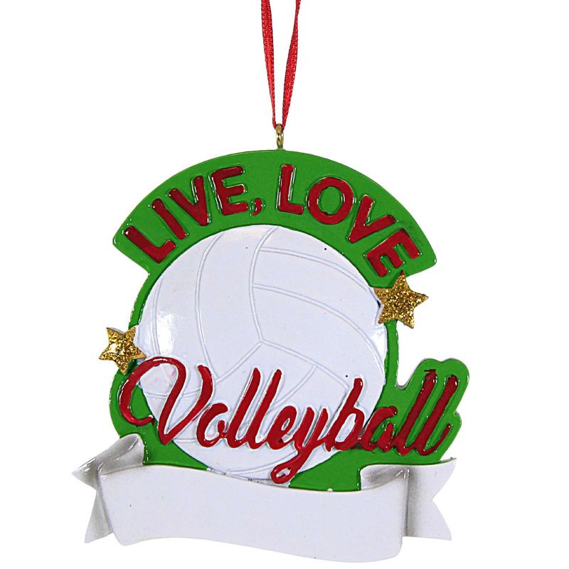 Kurt S. Adler 3.5 Inch Live, Love Volleyball Ornament White Ball Sports Diy Personalization Tree Ornaments, 1 of 4