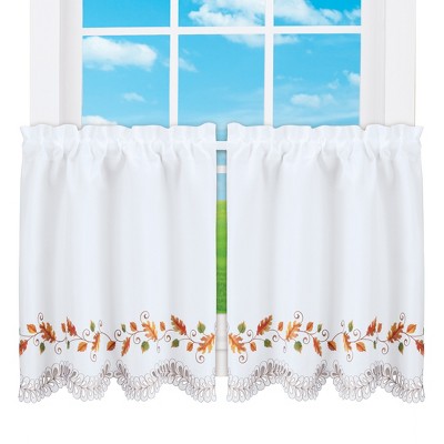 Collections Etc Embroidered Leaves And Cutout Border Curtains 24