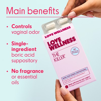 Love Wellness The Killer Boric Acid Suppositories - 14ct