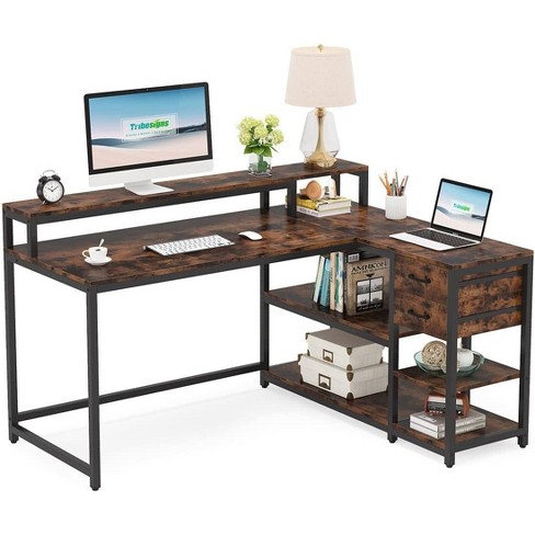 Tribesigns Reversible L-shaped Computer Desk With Drawer, Corner Desk ...