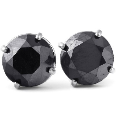 Pompeii3 2ct 14k Black Gold Round Black Diamond Screw Back Studs Earrings