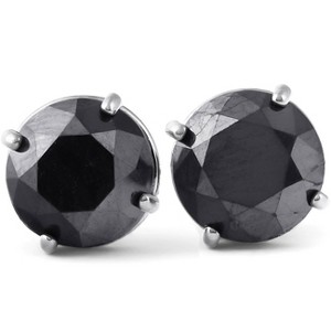 Pompeii3 2ct 14k Black Gold Round Black Diamond Screw Back Studs Earrings - 1 of 2