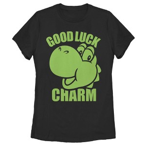 Women's Nintendo Super Mario St. Patrick's Day Yoshi Good Luck Charm T-Shirt - 1 of 4