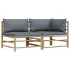 2 Piece Patio Lounge Set with Dark Gray Cushions Bamboo vidaXL - 2 of 4