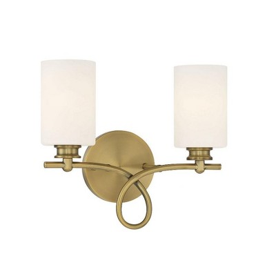 Woodbury Warm Brass 2-Light Bathroom Vanity Fixture
