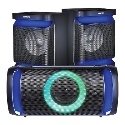 Gemini® 3-Piece Bluetooth® Home Stereo System, with Integrated Amp, Microphone, and LED Party Lights, GSYS-2400 in Black
