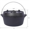 SKRAN Pre-Seasoned Cast Iron Dutch Oven With Skillet Lid, Camping Deep Pot for Camping Cooking BBQ Baking Campfire, With Iron Pot Rack, 8 Quart - 3 of 4