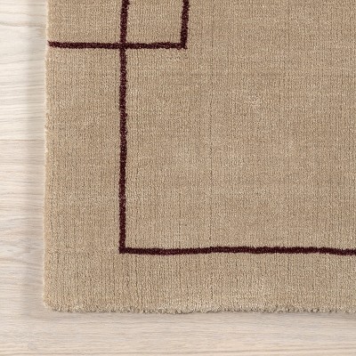 Nile Bordered Beige Wool-Blend Indoor Area Rug