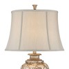 Barnes and Ivy Luke Traditional Table Lamp with Square White Riser 30 1/2" Tall Silver Glass LED Nightlight Off White Bell Shade for Bedroom Bedside - 3 of 4