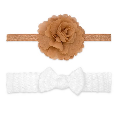Image of Carter's Just One You® Baby Girls' 2pk Multi Headwrap Set - White/Brown