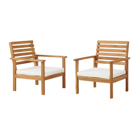 Orwell 2pk Acacia Wood Patio Chairs With Cushions Natural