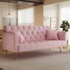 71" Adjustable Backrest Sofa Bed, Velvet Fabric Living Room Sofa Couch, Folding Bed With Sturdy Metal Legs,Modern Upholstered Sleeper Couch - 2 of 4