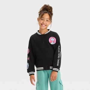 Girls' Sally Apothecary Varsity Jacket - White/Black - 1 of 4