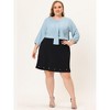 Agnes Orinda Women's Plus Size 3/4 Sleeves Solid Round Neck Ruffle Chiffon Work Blouses - image 3 of 4