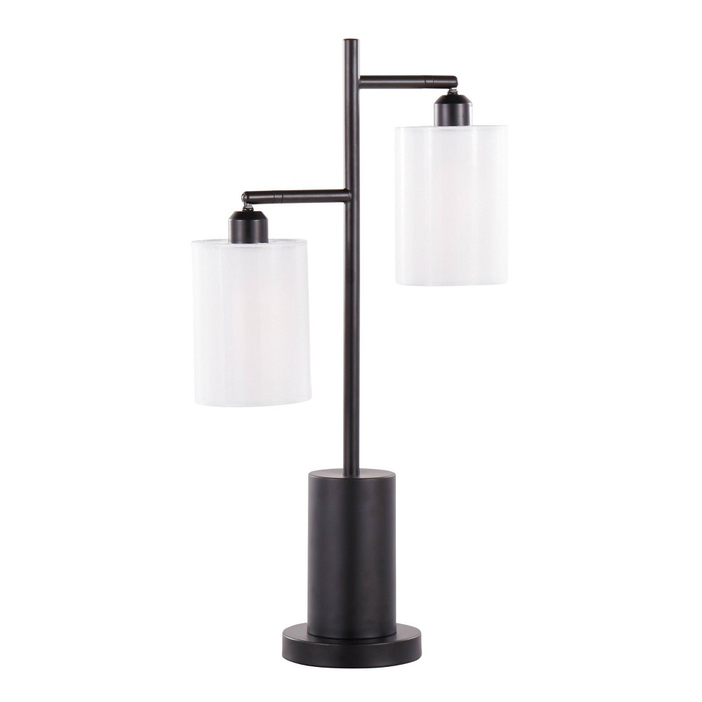 Photos - Floodlight / Street Light LumiSource Cannes Contemporary Table Lamp Black Metal with White Shade