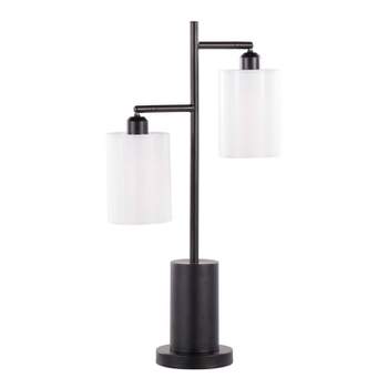 LumiSource Cannes Contemporary Table Lamp Black Metal with White Shade