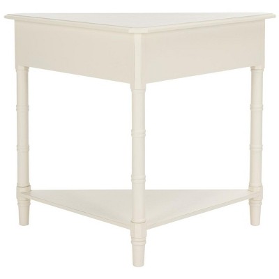 White Triangular Wood Corner Desk with Storage