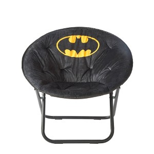 30" Warner Bros. Batman Oversized Collapsible Saucer Kids' Chair Black: Foldable Dorm Accent, 225 lb Capacity - 1 of 4