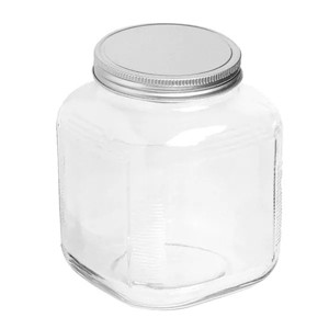 4 Pack Clear Glass Cracker Jar with Brushed Aluminum Lid, 1 Gallon - 1 of 4