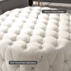 NicBex Round Button Tufted Ottoman Upholstery Footrest with Velvet-feel, Beige - 4 of 4