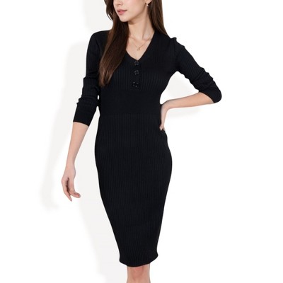 Anna-Kaci Women's 3/4 Sleeve Bodycon Dress with Sleek Fit and Elegant Design