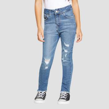 Women's Mid-Rise Ripped Light Wash Super Skinny Jeans