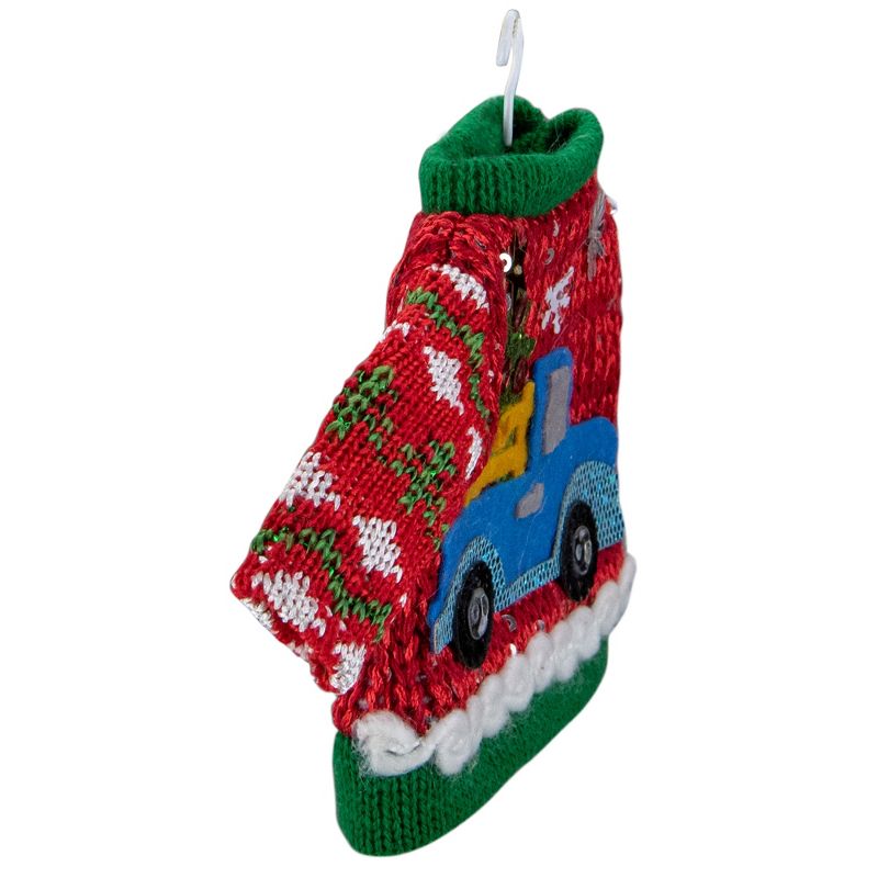 Northlight 9" Red Ugly Sweater on a Hanger with a Truck Design Christmas Ornament, 4 of 6