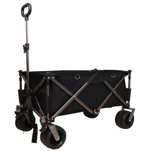 VisioGear Outdoor Serving Carts, Folding Serving Carts with Drink Holders, Portable Carts with Adjustable Handle, Black, 36.22"*21.65"*41.33" - 1 of 4