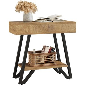 Lantine End Side Table for Living Room, Narrow Couch Side Table, Small Bedside Nightstand for Bedroom, Small Spaces, Natural - 1 of 4