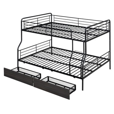 NicBex Full XL Over Queen Bunk Bed with Guardrail and Drawers,Twin Loft Bed with Ladder and Converts to 2 Twin Single Beds,Bunk Beds for Bedroom