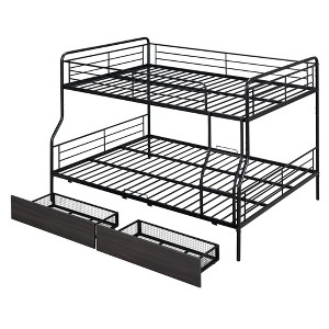 NicBex Full XL Over Queen Bunk Bed with Guardrail and Drawers,Twin Loft Bed with Ladder and Converts to 2 Twin Single Beds,Bunk Beds for Bedroom - 1 of 4